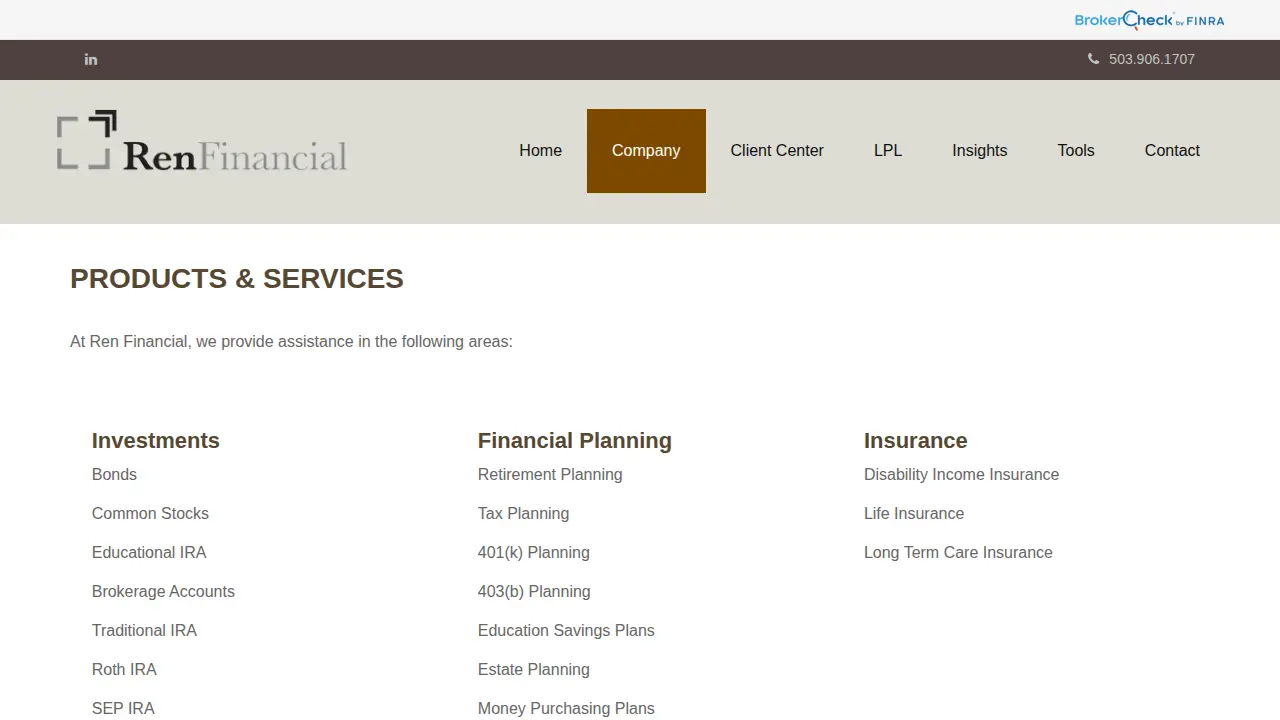 Ren Financial page