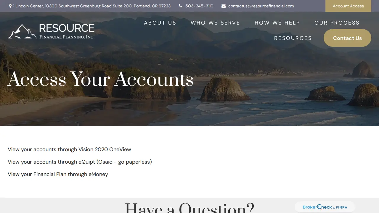 Resource Financial Planning, Inc. page