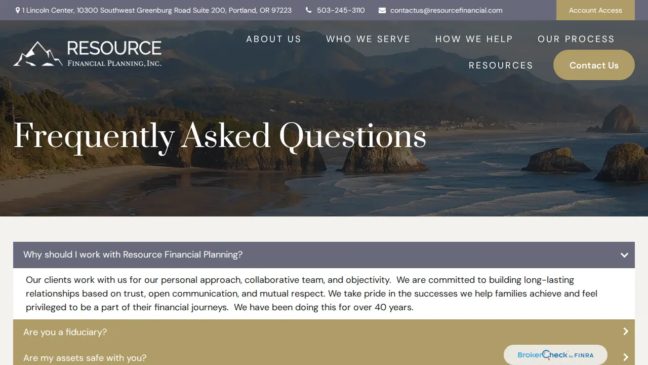 Resource Financial Planning, Inc. page