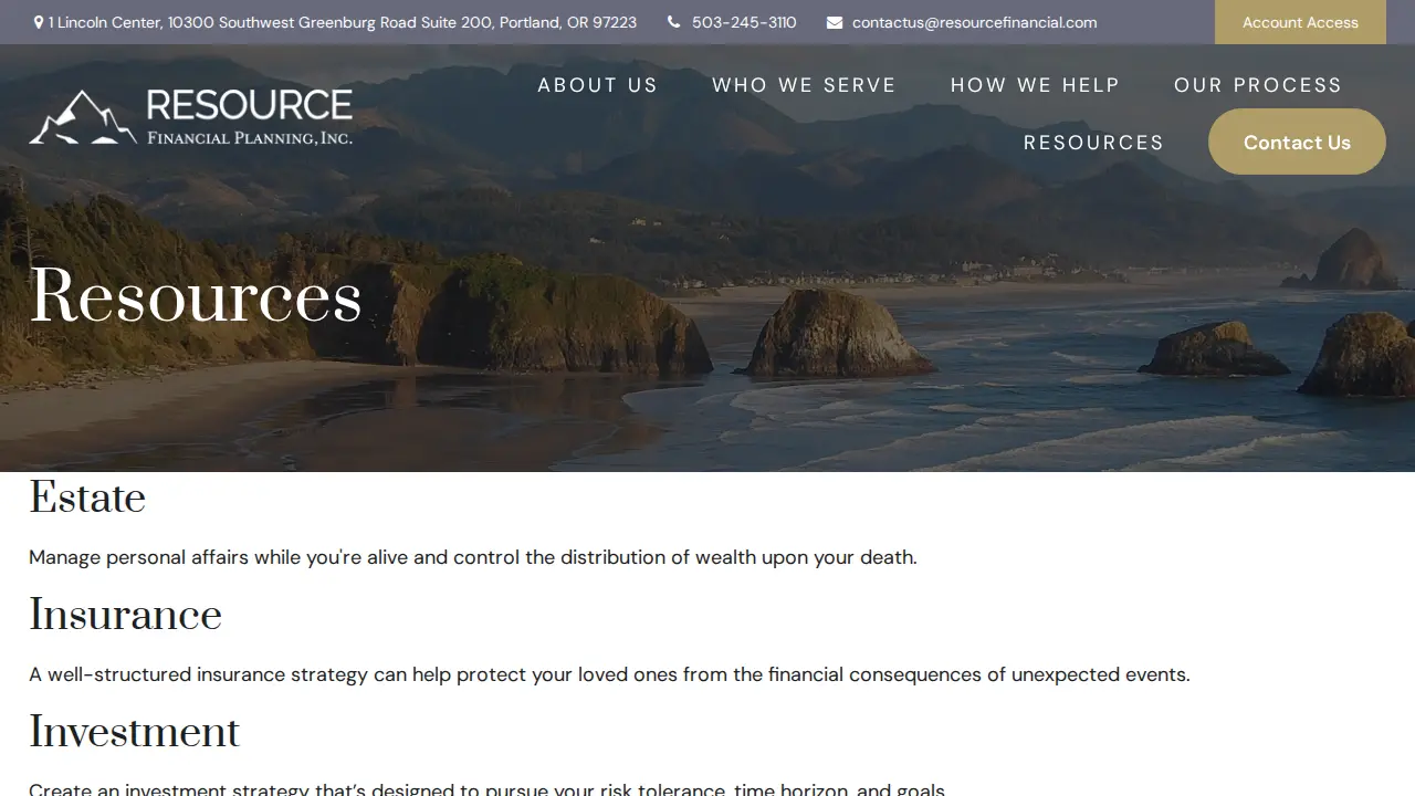 Resource Financial Planning, Inc. page