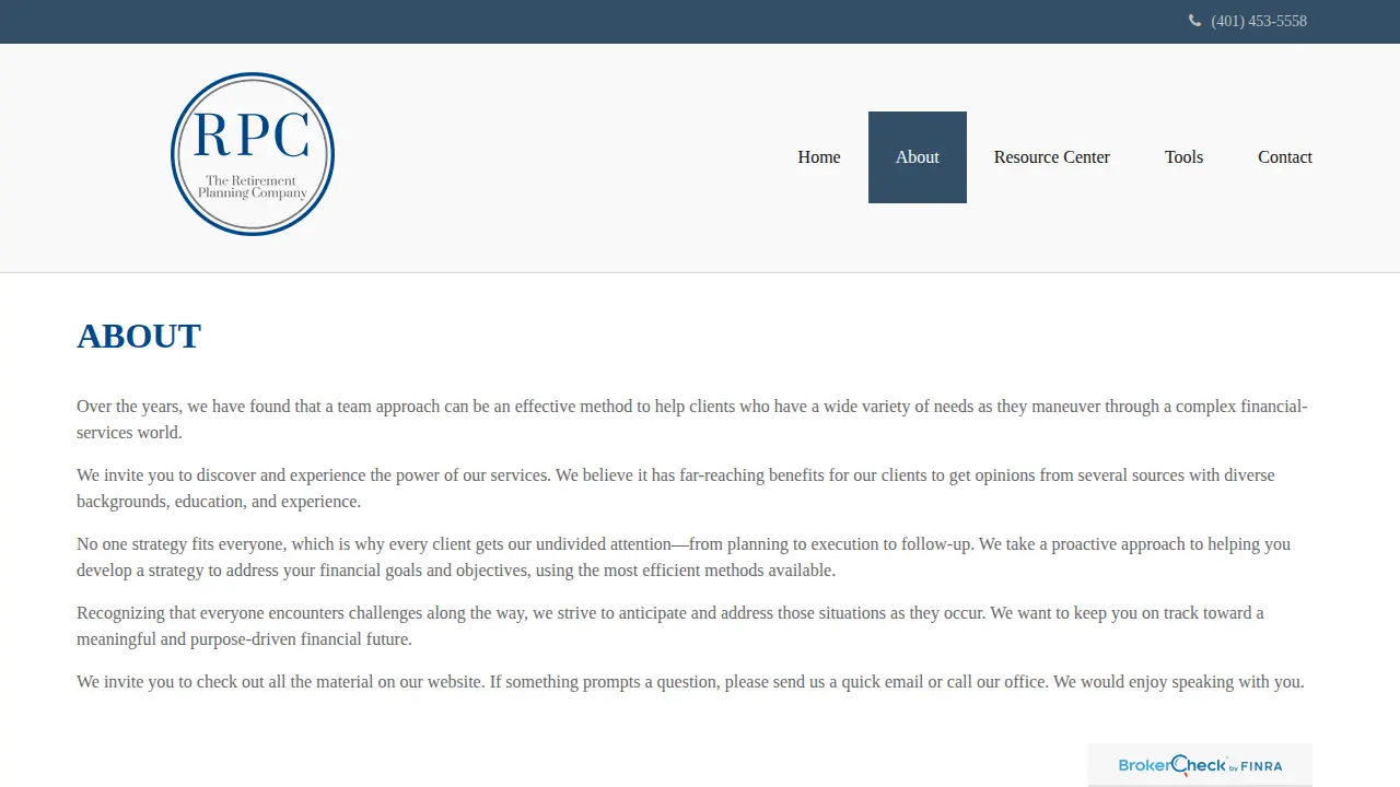 The Retirement Planning Company page