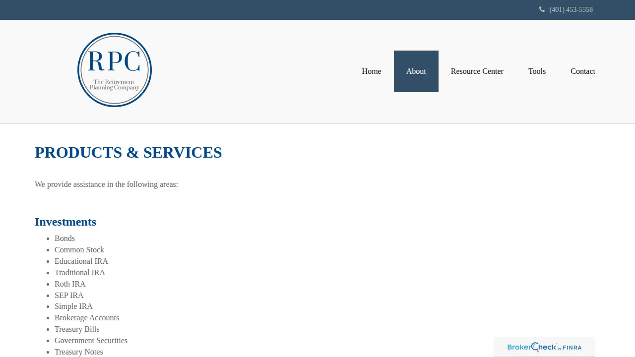 The Retirement Planning Company page