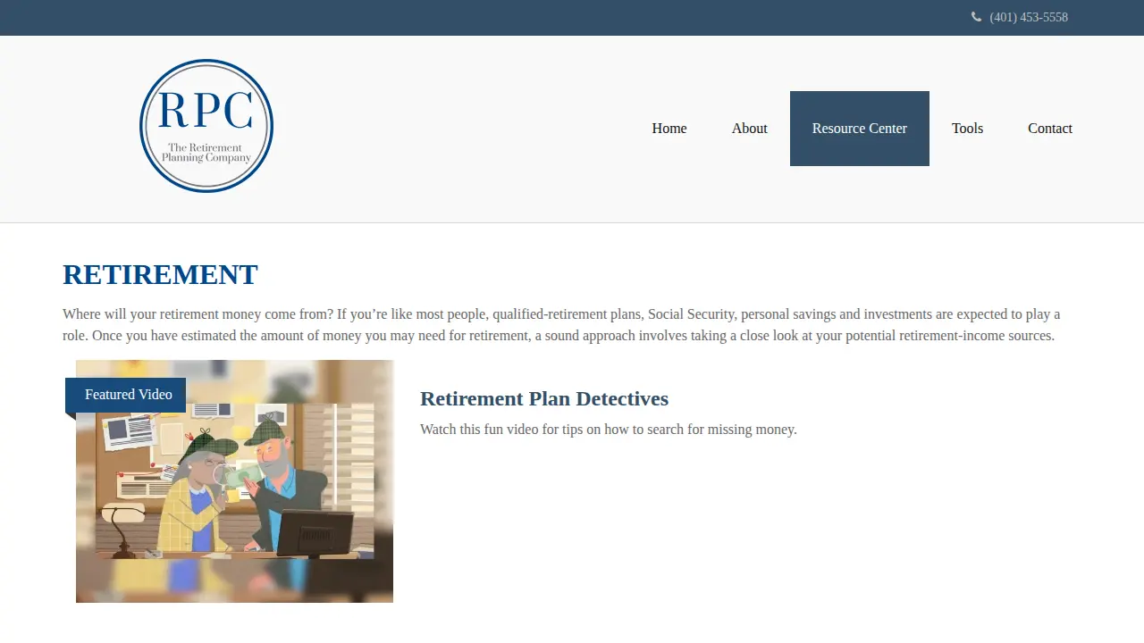The Retirement Planning Company page
