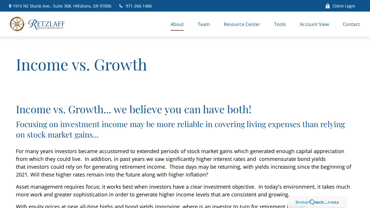 retzlaff wealth management | retirement income planning | portland page