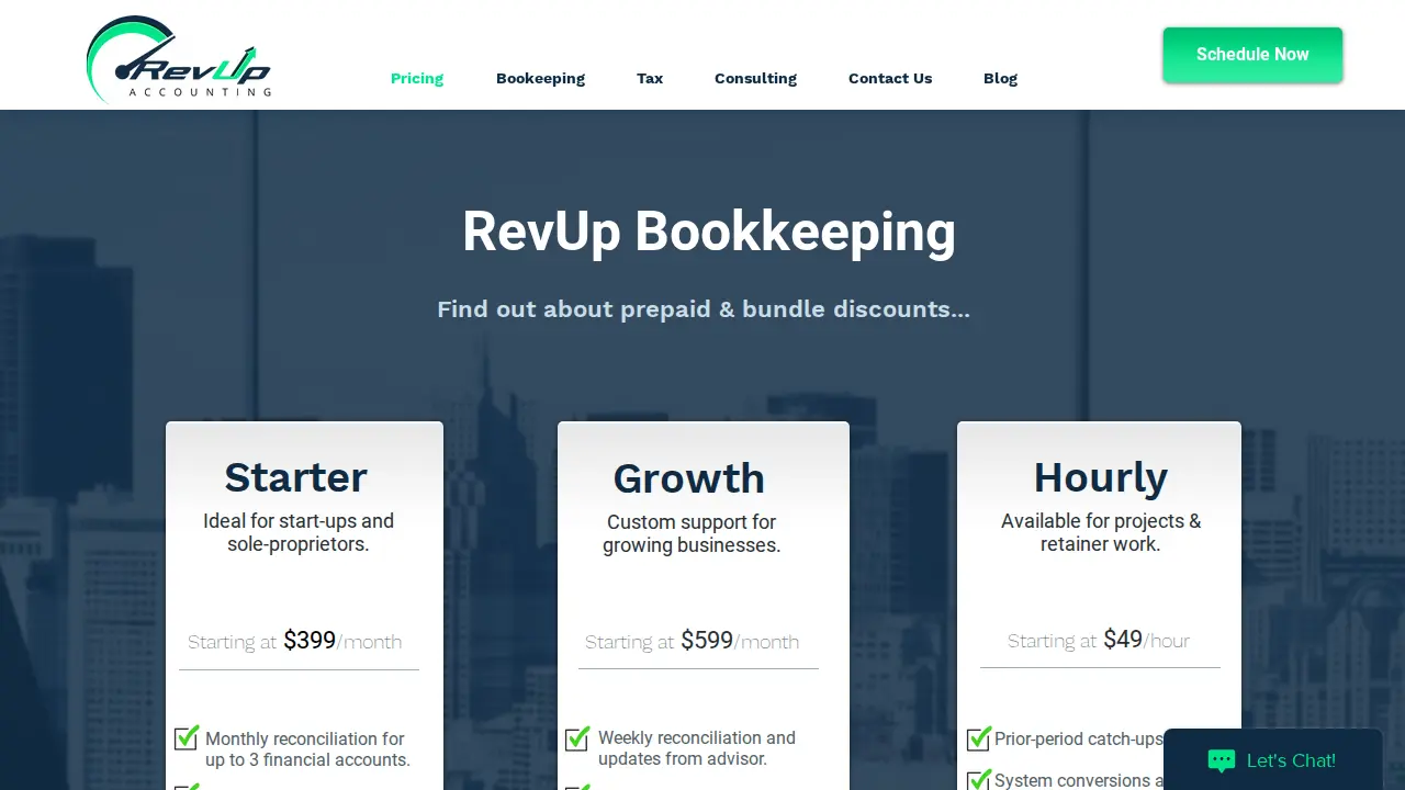 RevUp Accounting page