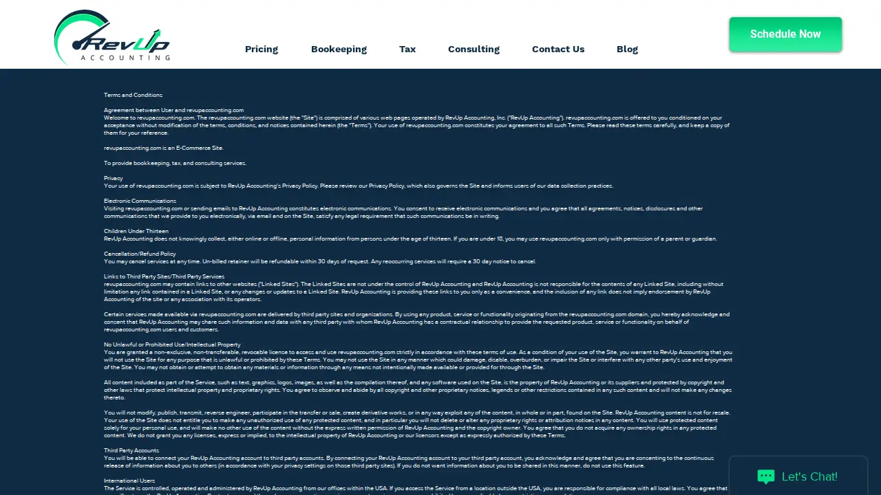 RevUp Accounting page