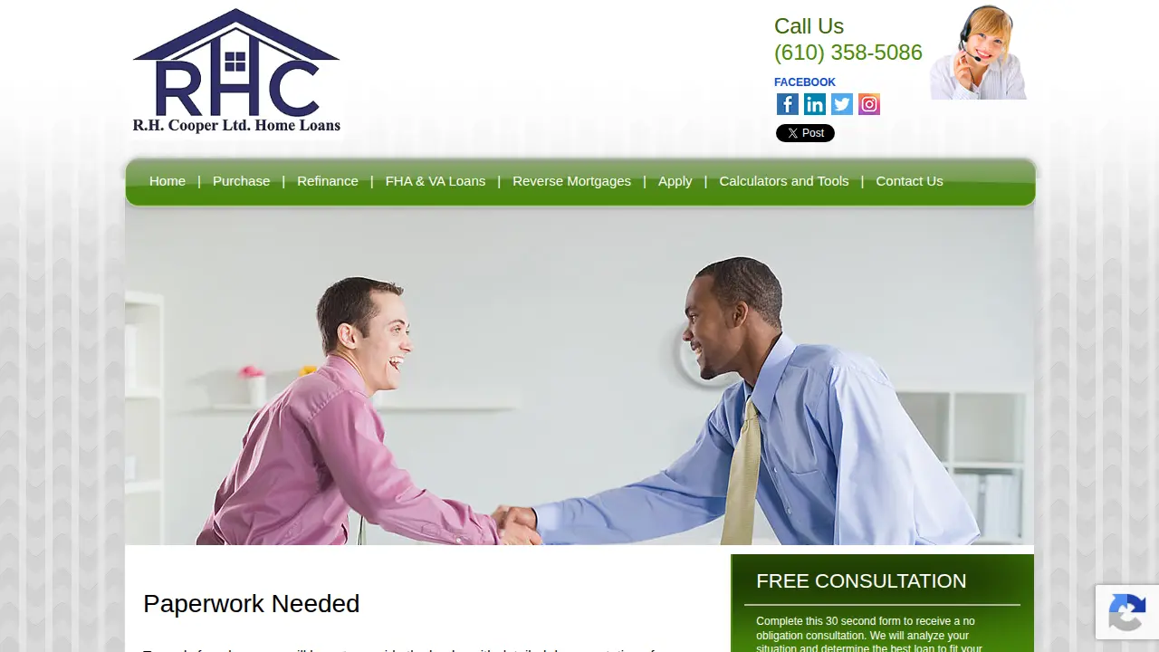 R.H. Cooper, Ltd. Home Loans page