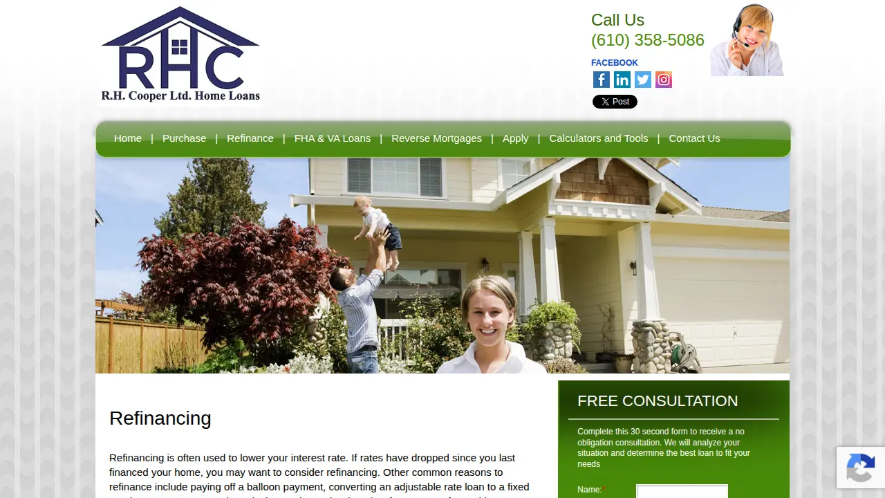 R.H. Cooper, Ltd. Home Loans page