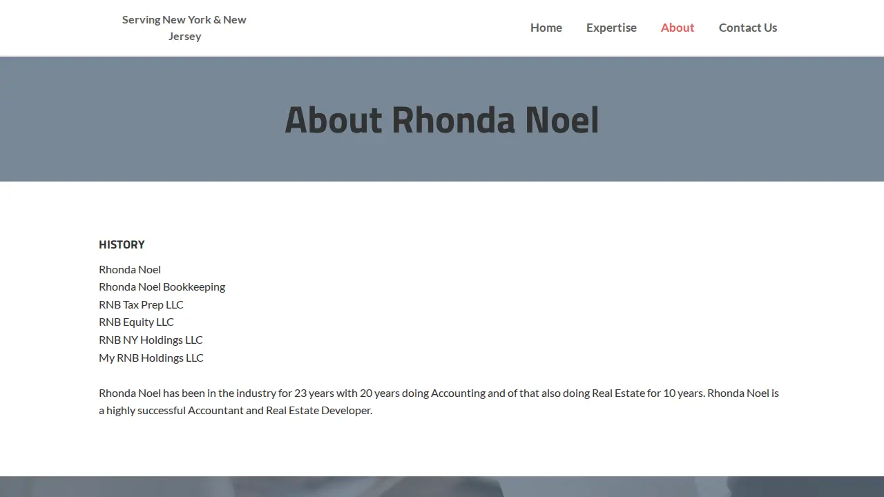 Rhonda Noel Bookkeeping page