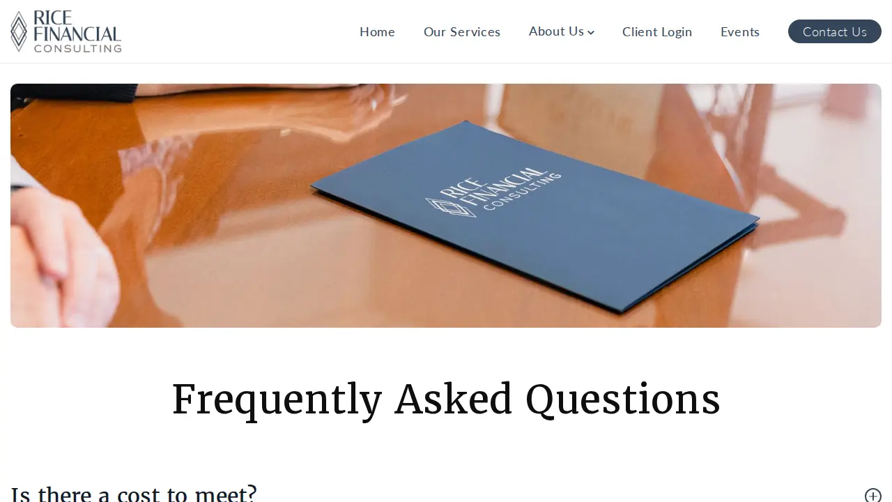 Rice Financial Consulting page