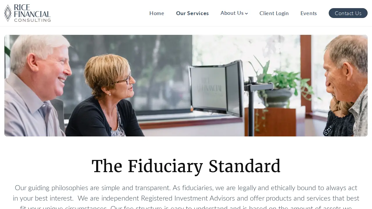 Rice Financial Consulting page