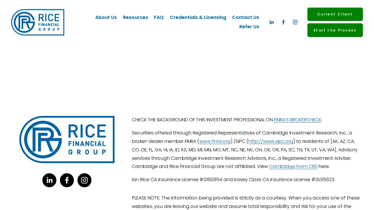Rice Financial Group page