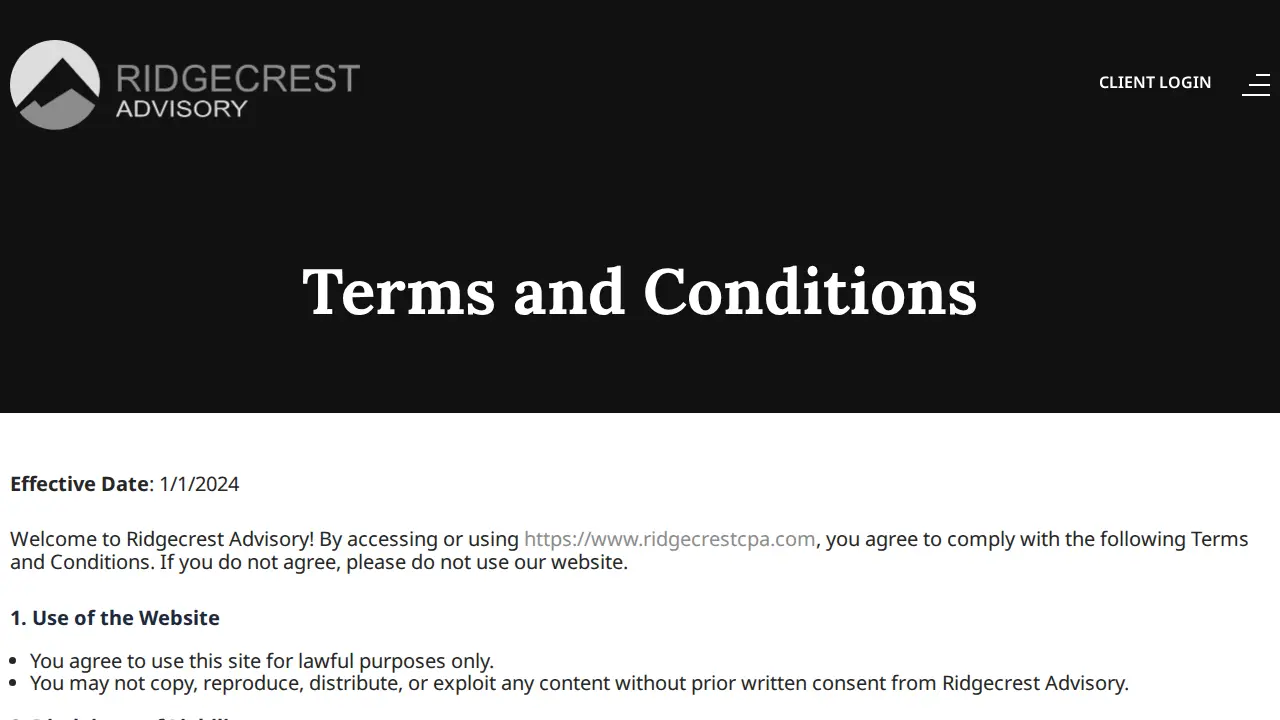 Ridgecrest Advisory page