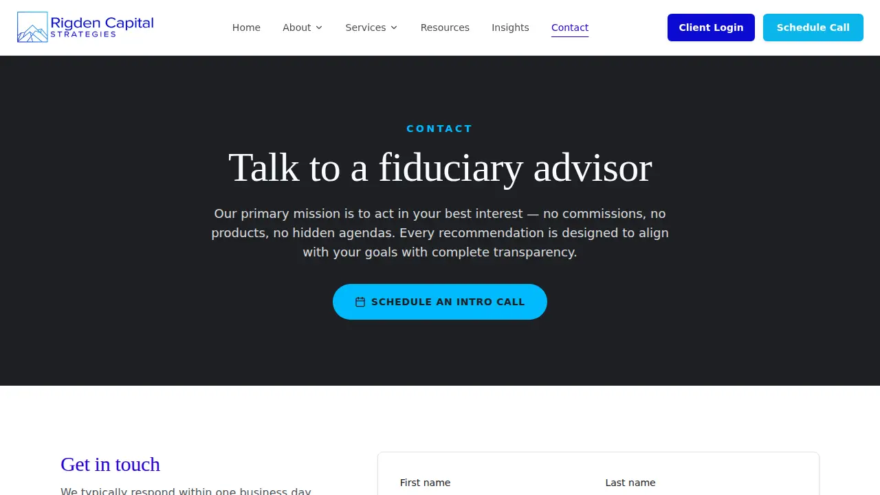 Rigden Capital Strategies page