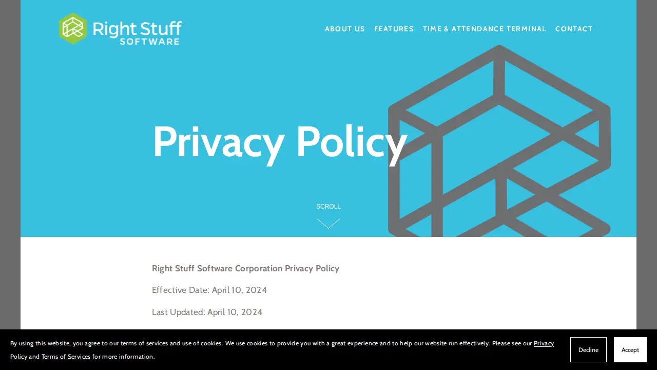 Right Stuff Software Corporation page