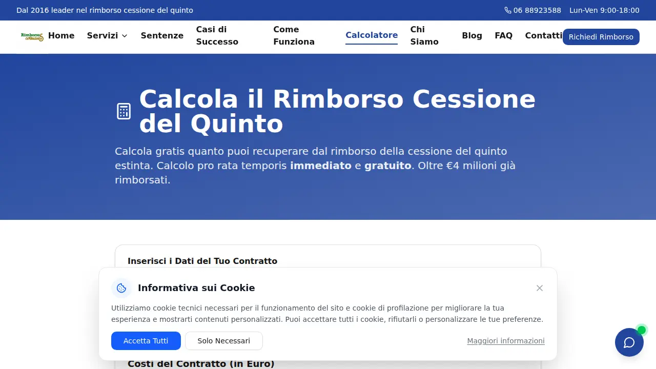 Rimborso Del Quinto page