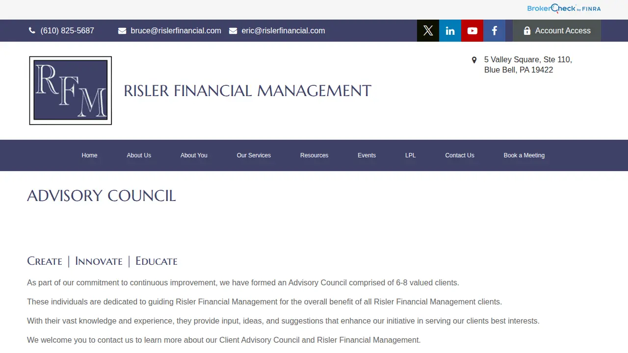Risler Financial Management page