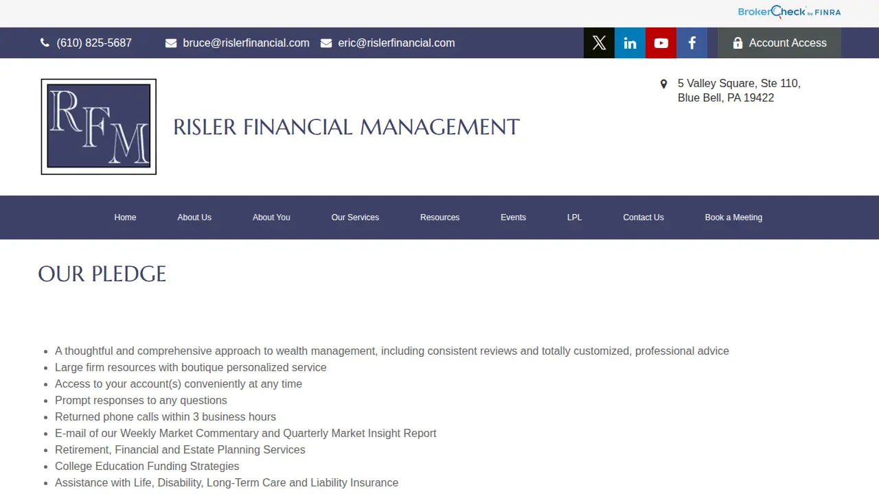 Risler Financial Management page