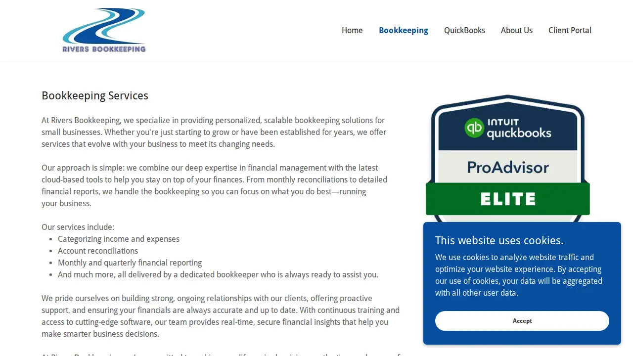 Rivers Bookkeeping page