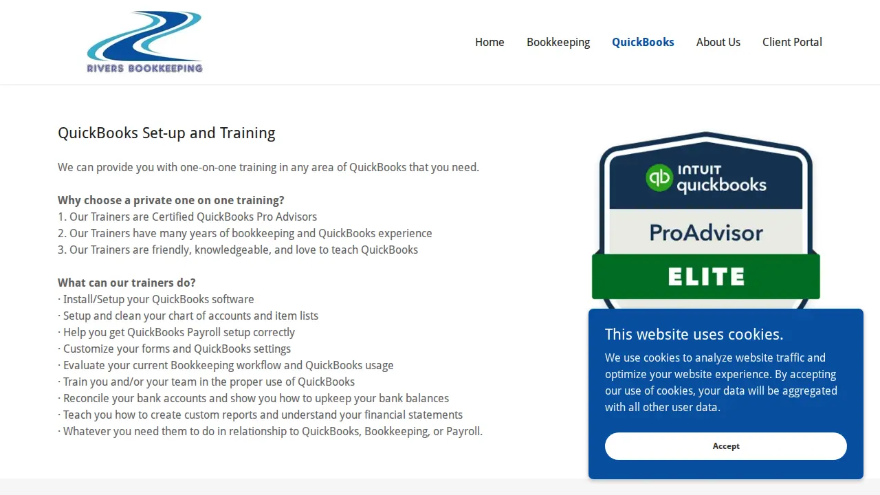 Rivers Bookkeeping page