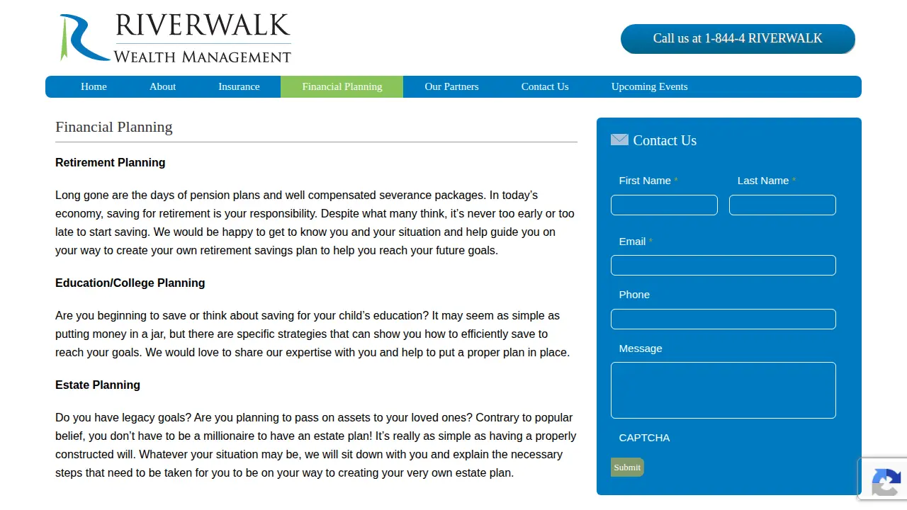 Riverwalk Wealth Management, Inc. page