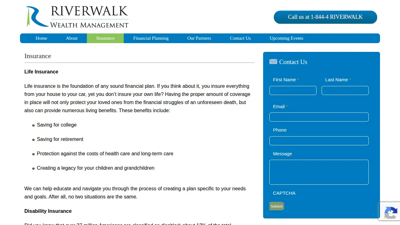 Riverwalk Wealth Management, Inc. page