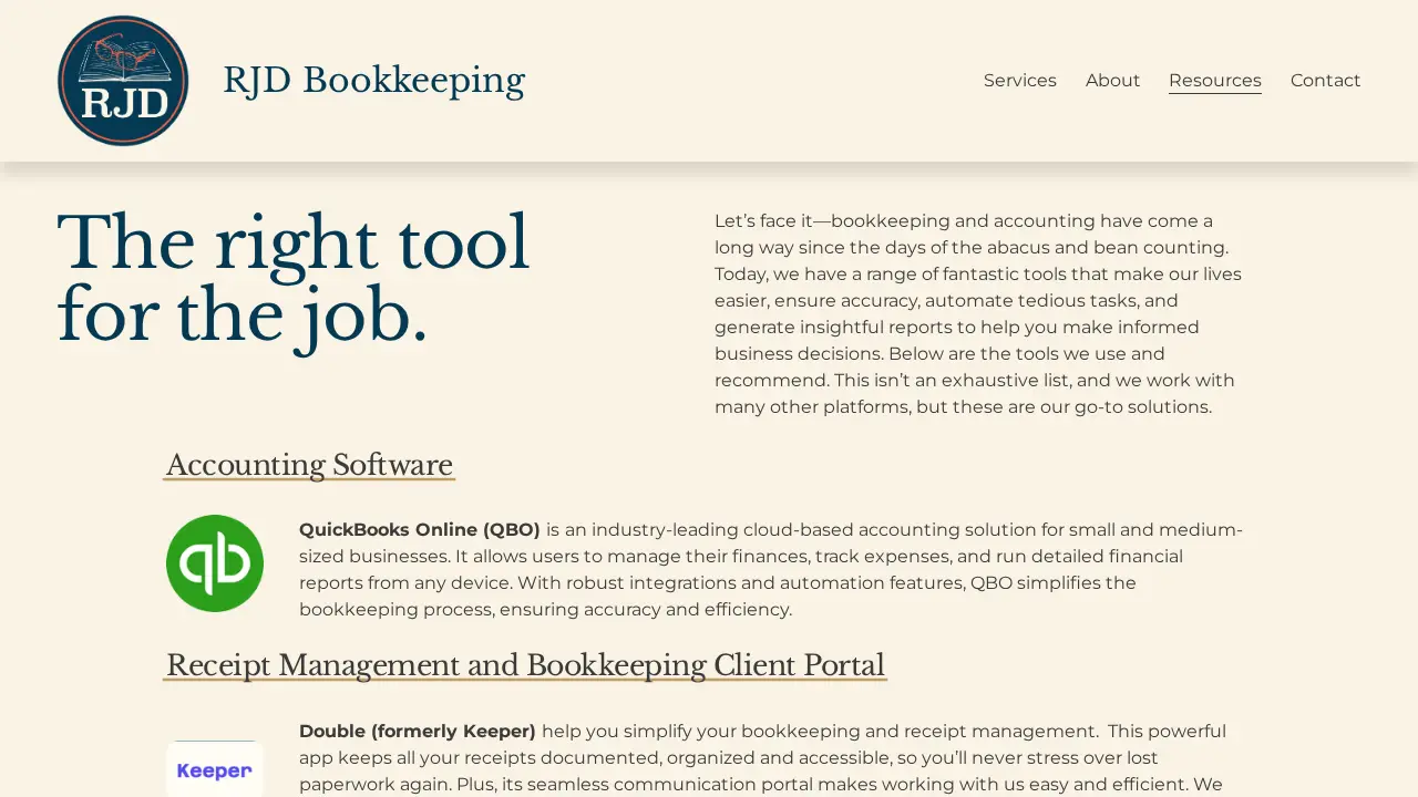 RJD Bookkeeping page