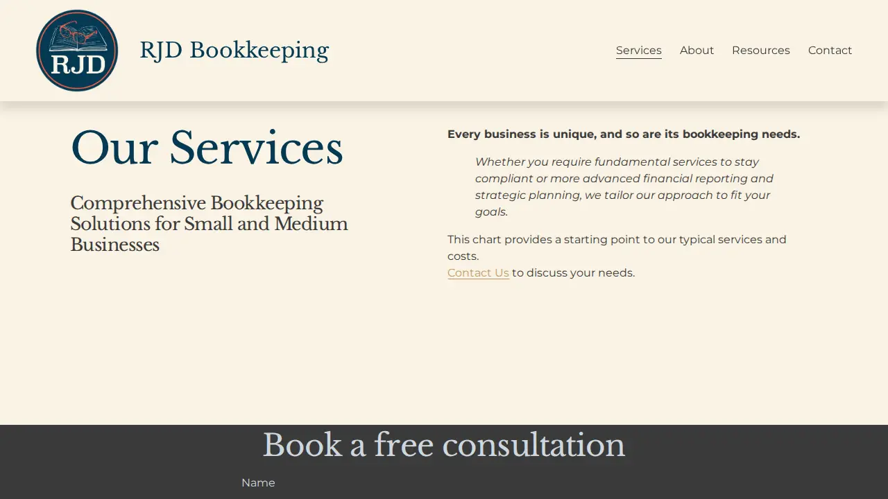RJD Bookkeeping page