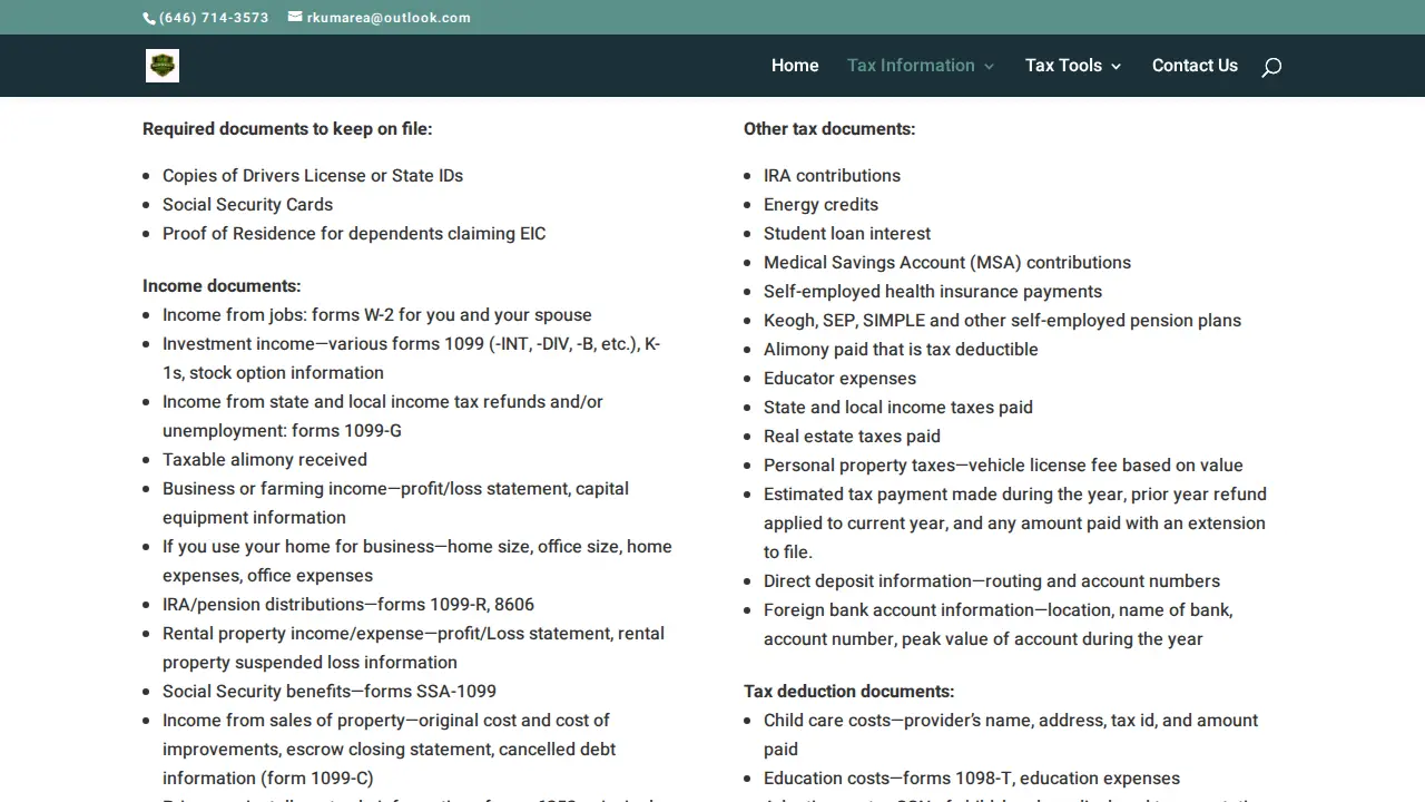 RKJ Business & Tax Services page