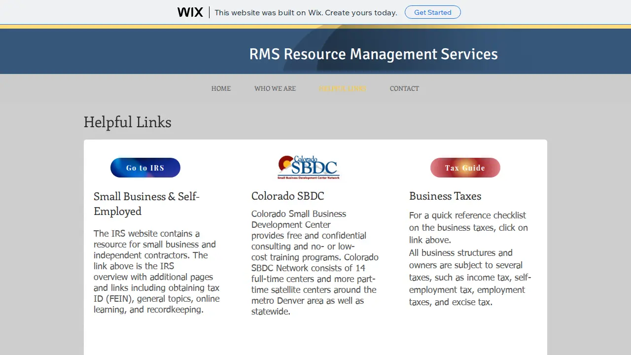RMS Resource Management Services page