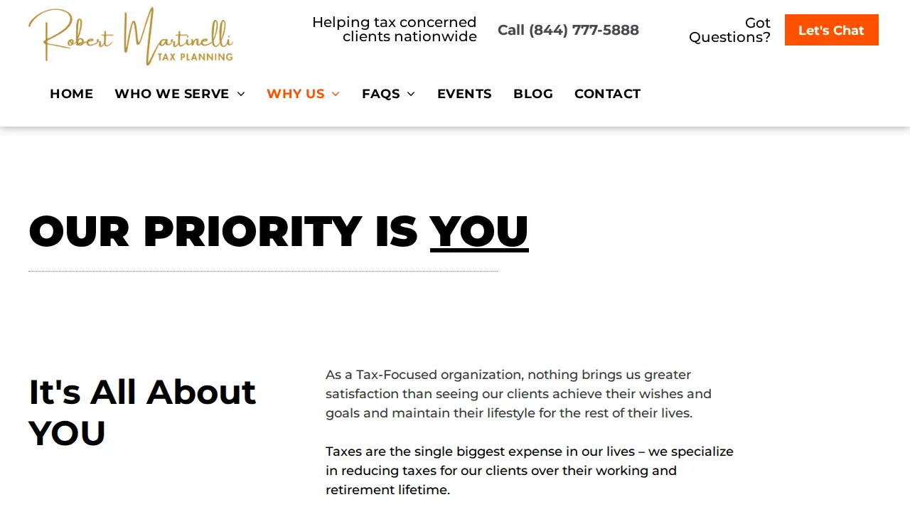 Robert Martinelli Tax Planning page