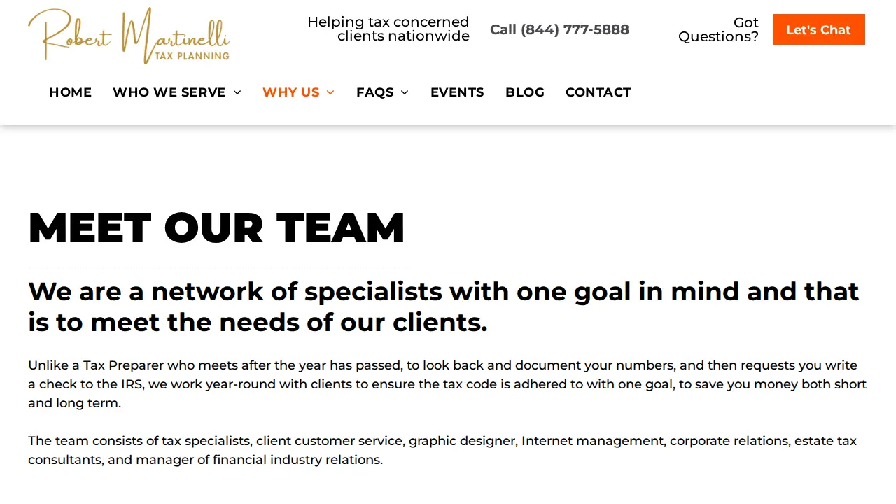 Robert Martinelli Tax Planning page