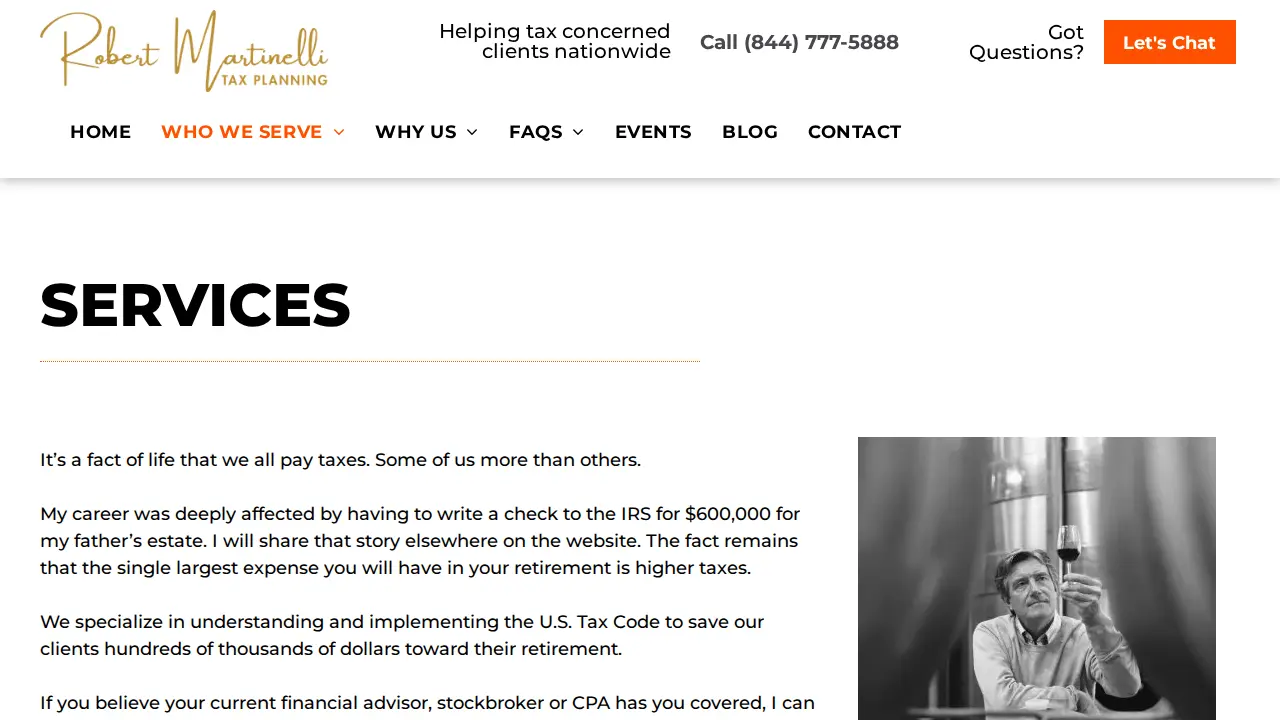 Robert Martinelli Tax Planning page
