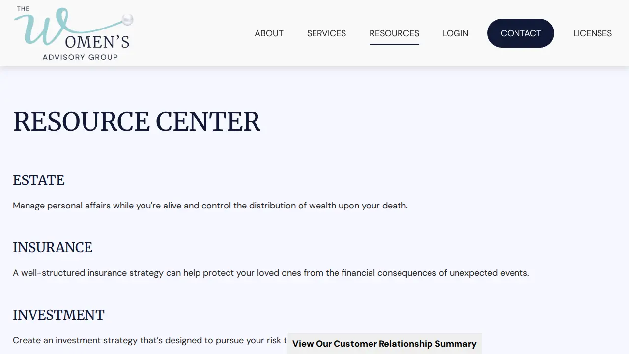 Baystate Financial - The Women's Advisory Group page