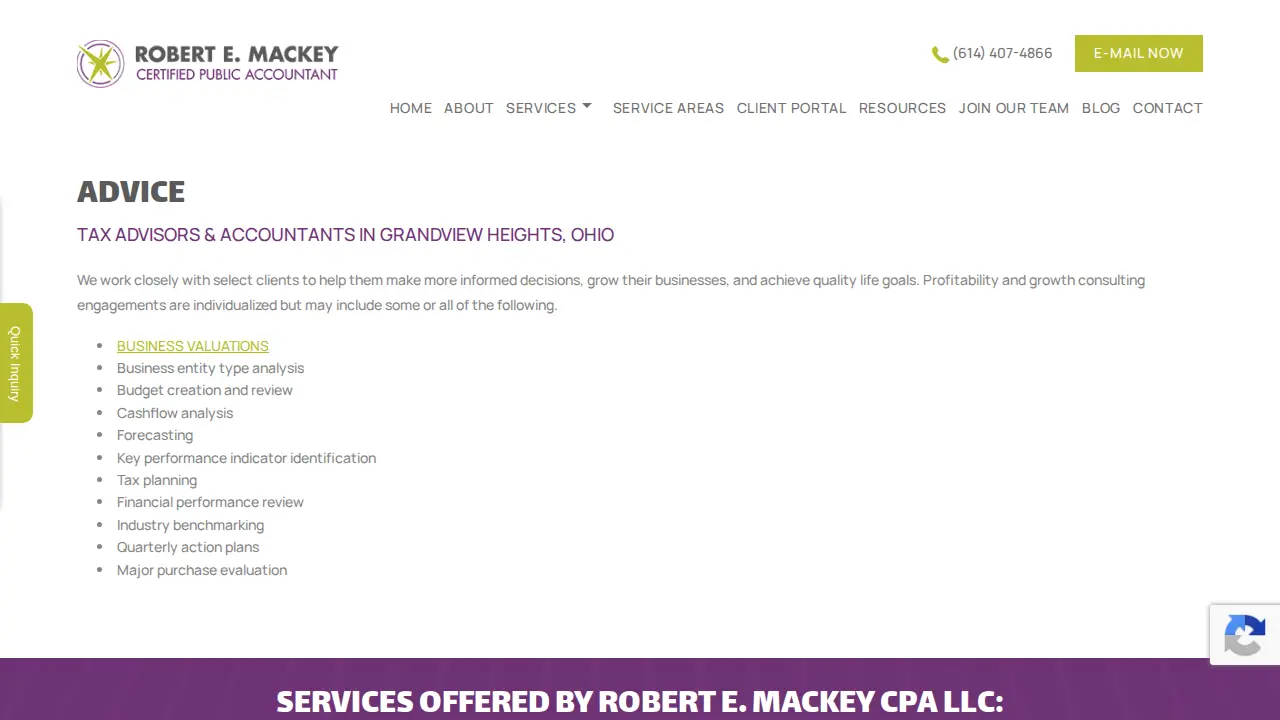 Robert E. Mackey, CPA, LLC page