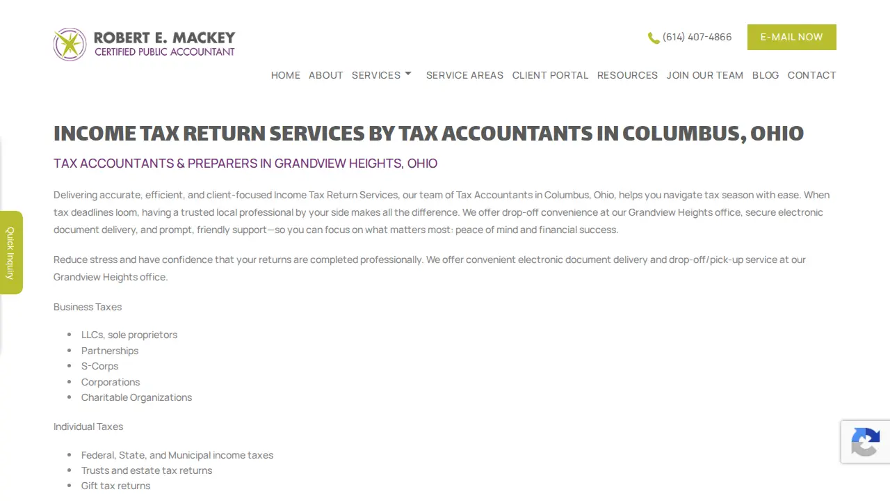 Robert E. Mackey, CPA, LLC page