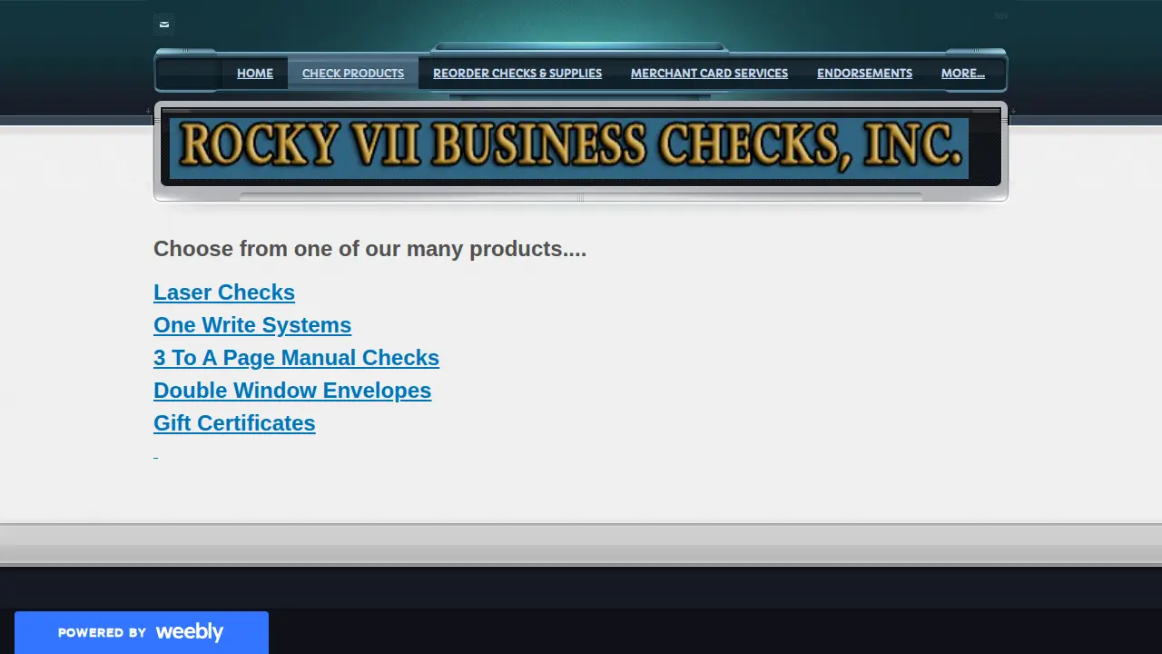 Rocky Vii Business Checks page