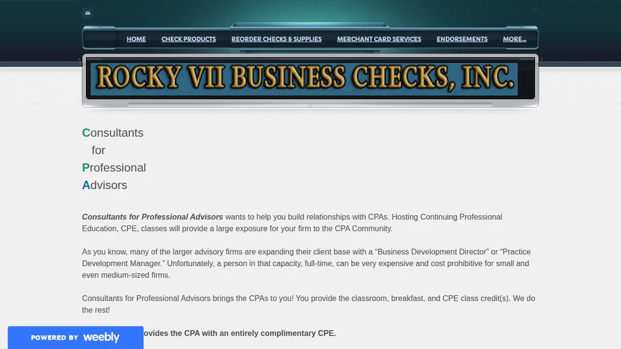 Rocky Vii Business Checks page