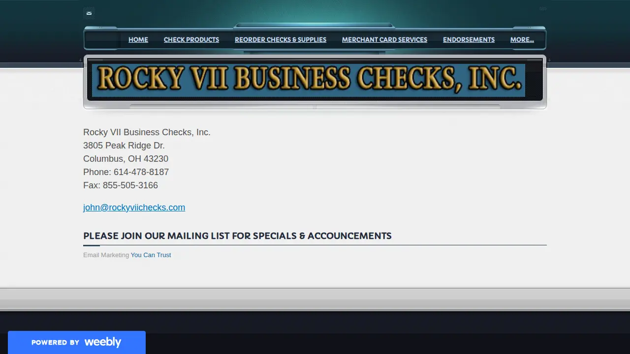 Rocky Vii Business Checks page