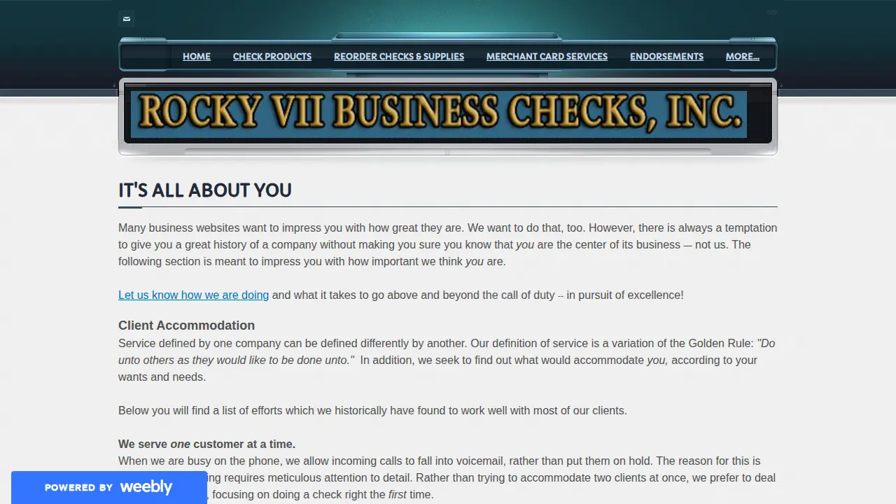 Rocky Vii Business Checks page