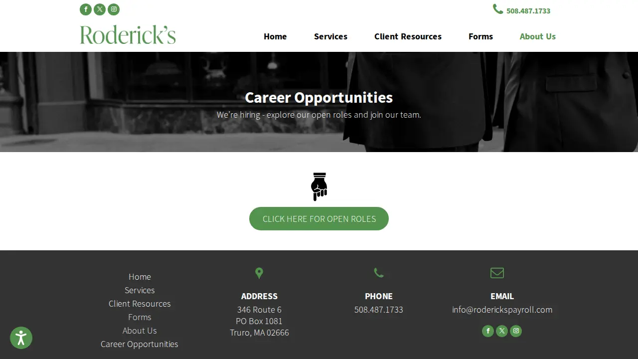 Roderick's Payroll Services page