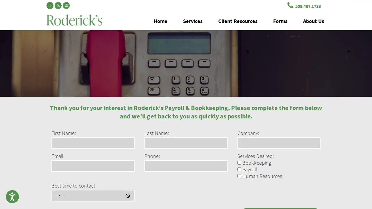 Roderick's Payroll Services page