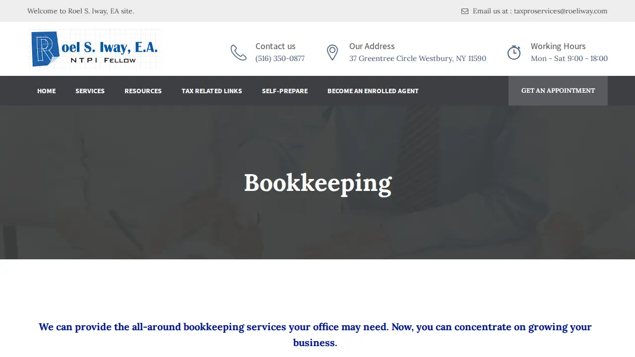 Roel Iway, EA - Accounting and Tax Preparation Services page