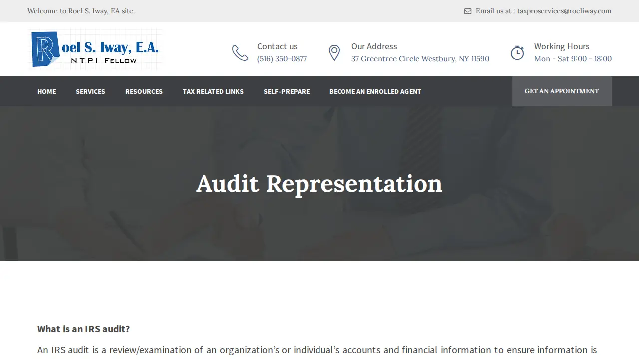Roel Iway, EA - Accounting and Tax Preparation Services page