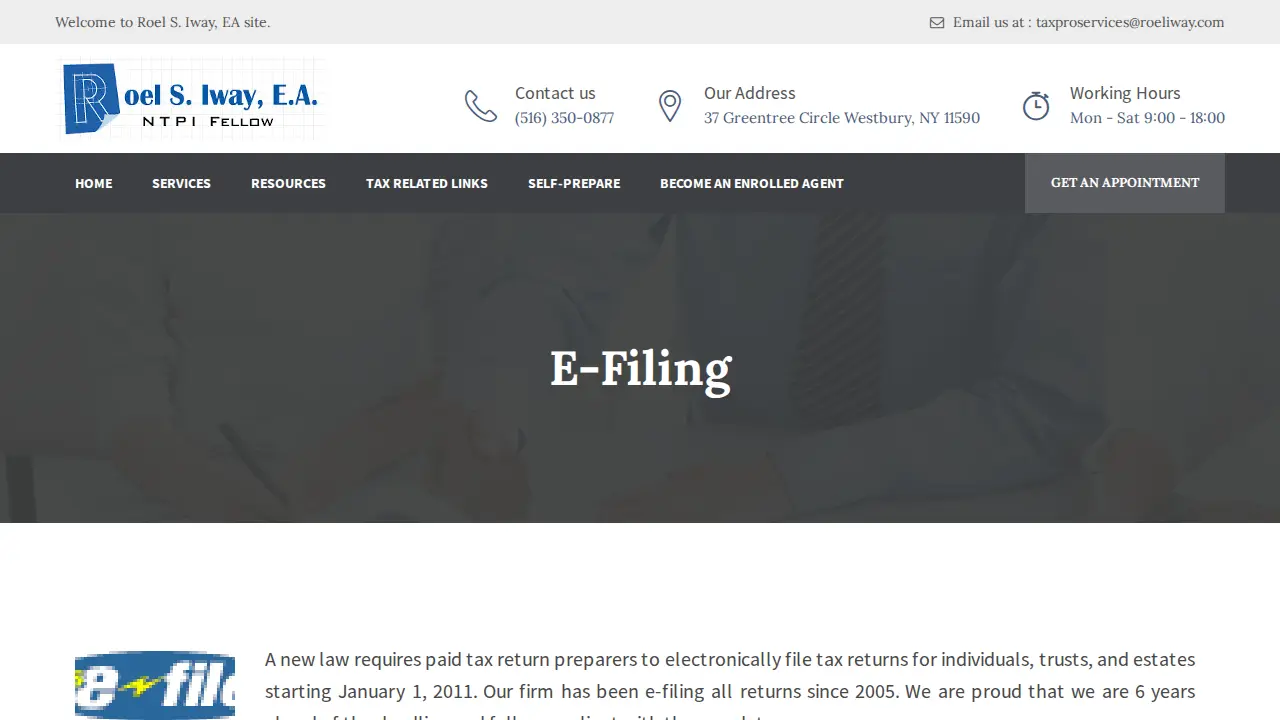 Roel Iway, EA - Accounting and Tax Preparation Services page