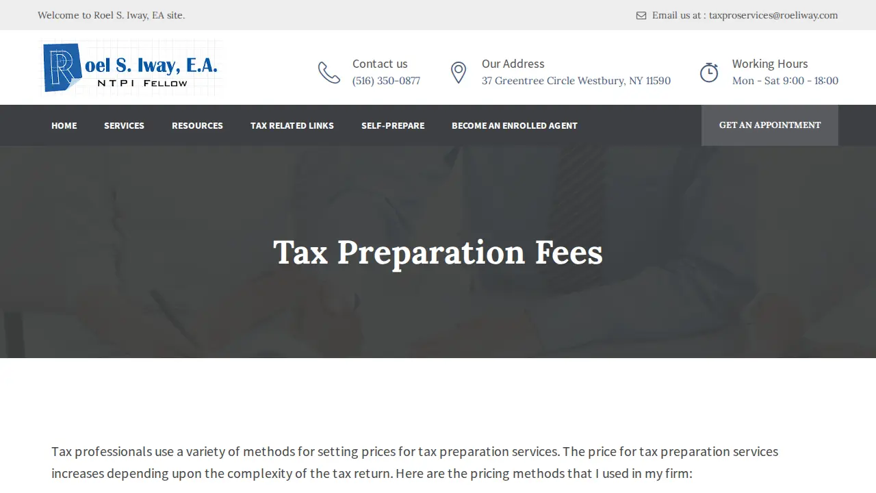 Roel Iway, EA - Accounting and Tax Preparation Services page