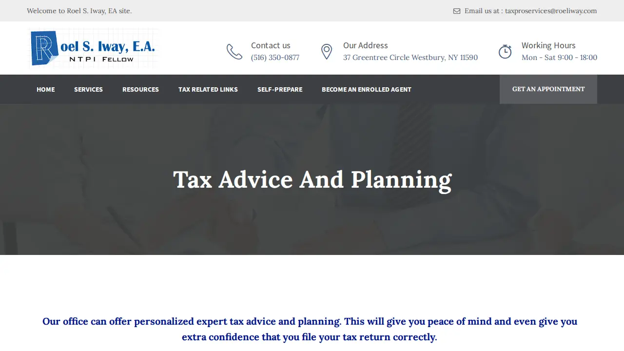 Roel Iway, EA - Accounting and Tax Preparation Services page