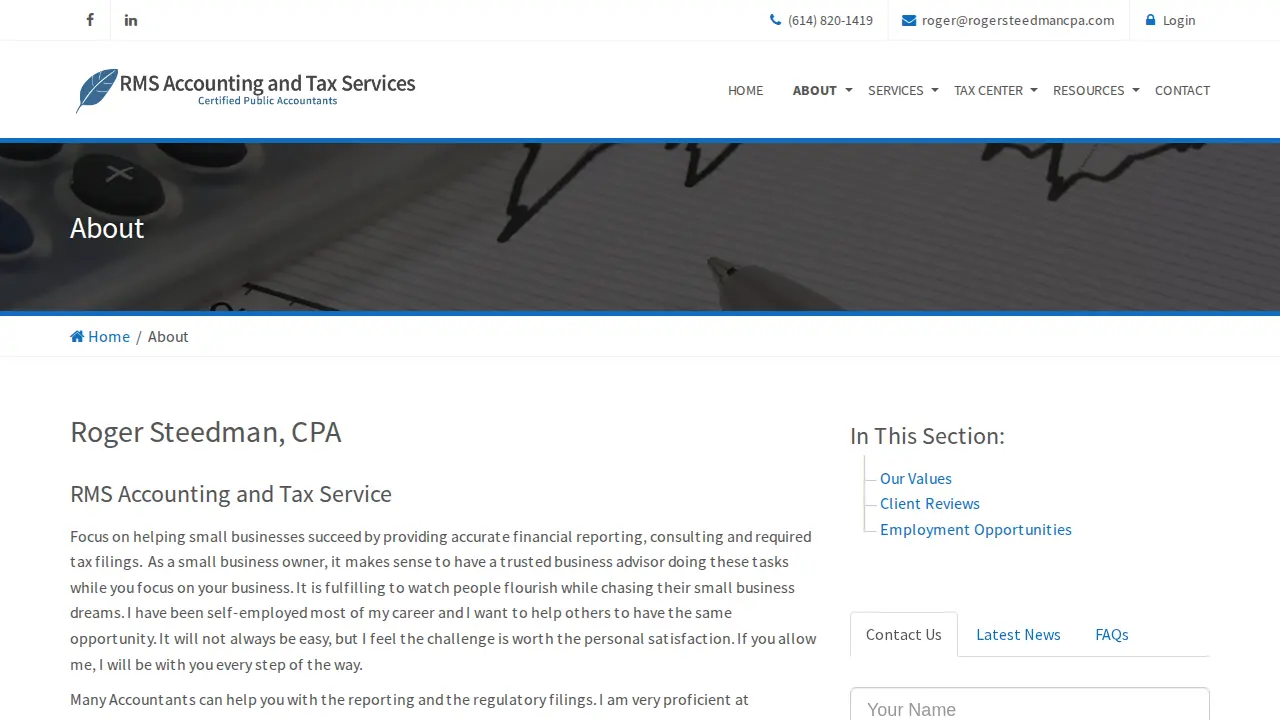 RMS Accounting and Tax Services page