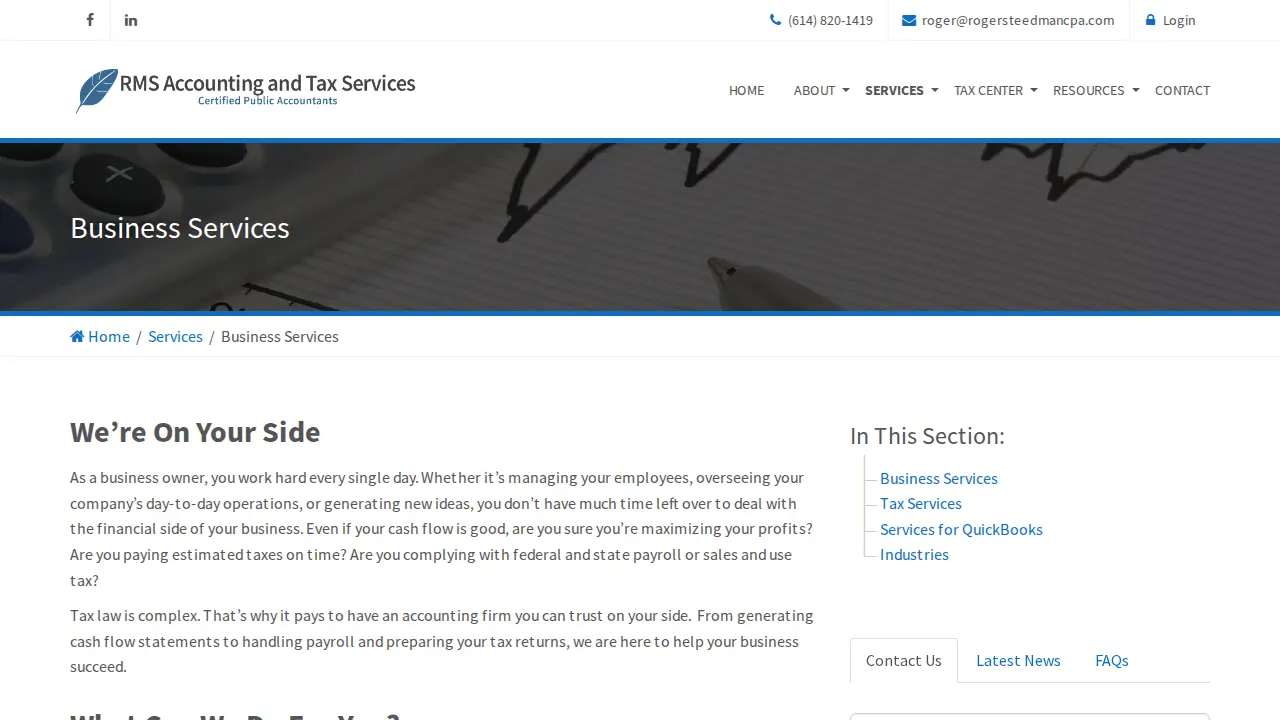 RMS Accounting and Tax Services page