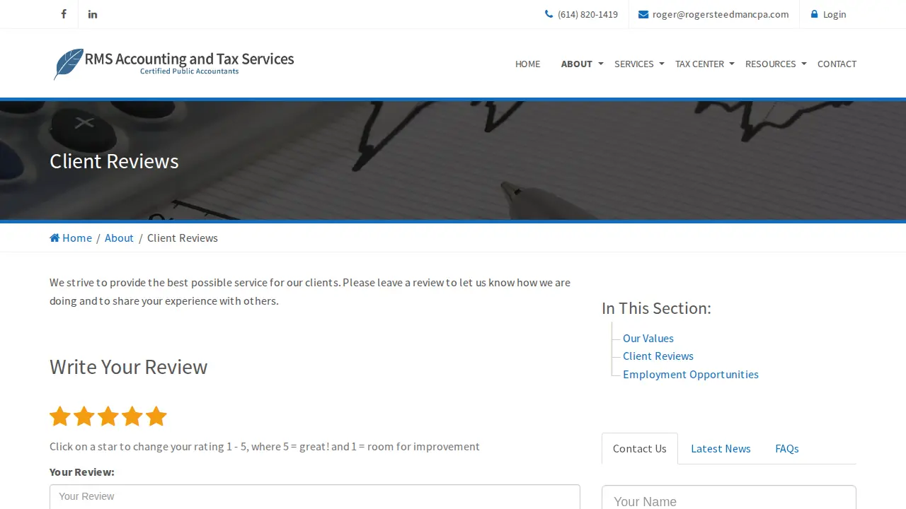 RMS Accounting and Tax Services page